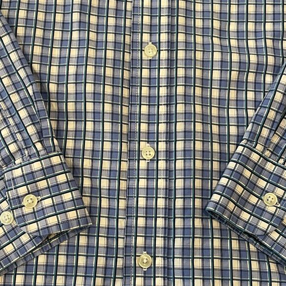 ~ Wrangler XL George Strait Cowboy Cut Collection Button-Down Shirt Blue Plaid - Picture 11 of 14